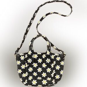 Forever 21 Daisy Print Mini Tote Bag | Black Floral | Y2K Style NWOT
